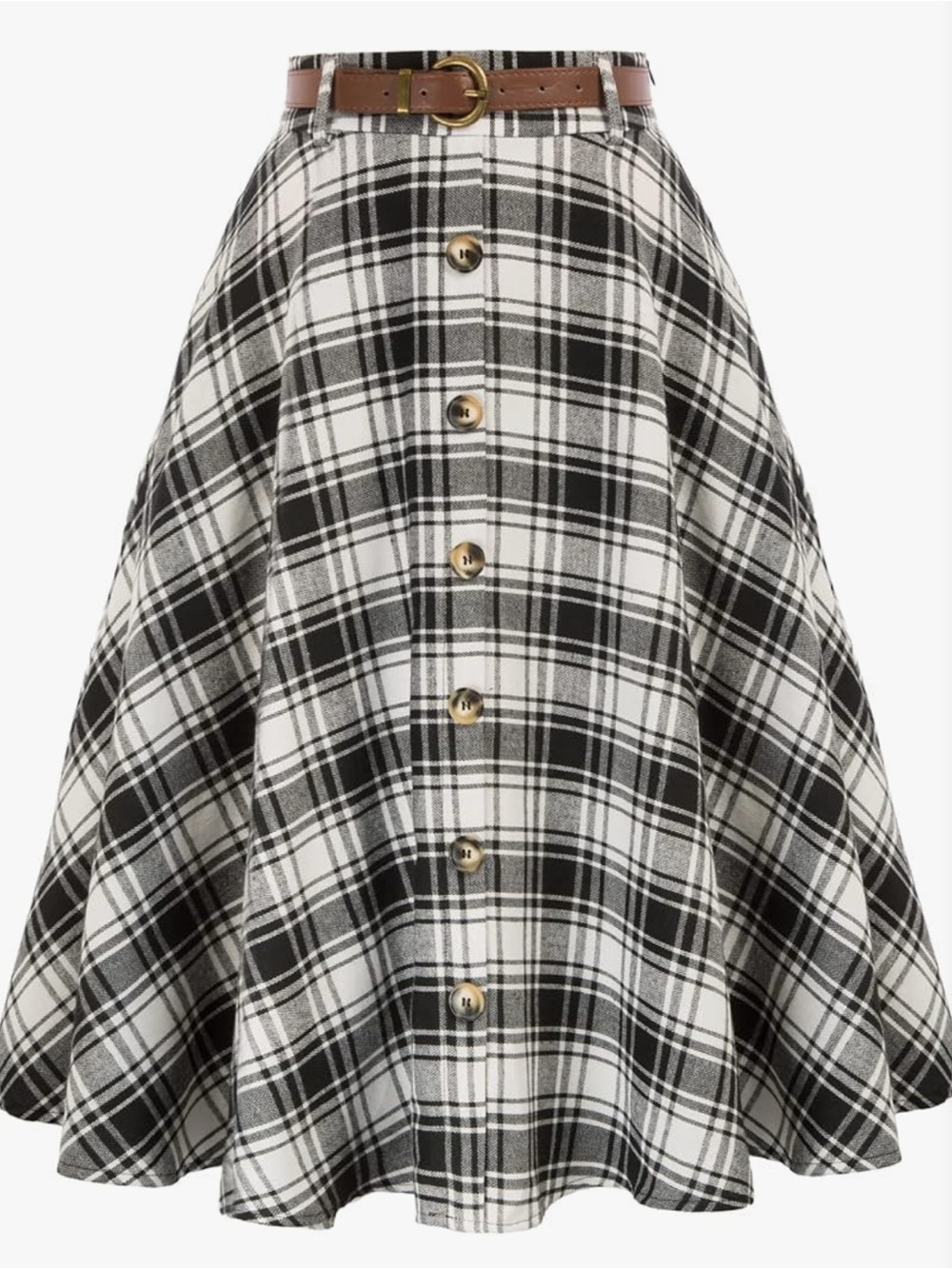 Bella Poque Plaid Mid Length Skirt